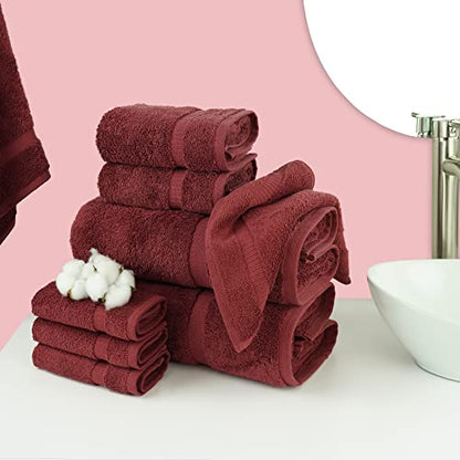 Chakir Turkish Linens | Hotel & Spa Quality 100% Cotton Premium Turkish Towels | Soft & Absorbent (8-Piece Towel Sets, Cranberry) - color: Cranberry