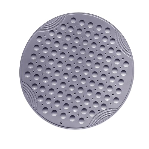 Shower Mat Anti-Slip 21.6'' Round Bathtub Mat with Suction Cups Machine Washable Shower Bath Mat - color: Grey