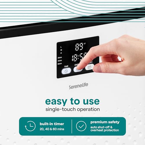 SereneLife Rectangular Towel Warmer Bucket – 20L Large Capacity Hot Towel Warmer for Bathroom, Stainless Steel Tub, One-Touch Operation, Auto Shut-Off, Fits 2 Towels or Blanket, Black