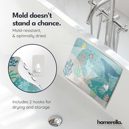 homerella Bathtub Mat Non-Slip Kids 39.3 x 15.7 Baby Bath Mat Anti-Mold | 100% BPA Free, Non Toxic, Mildew Resistant, Machine Washable, Extra Long Kids Bath Mat for Tub Non Slip, Toddler Bath Mat - color: Carribean Sea, size: 40" x 16" (Rectangular)
