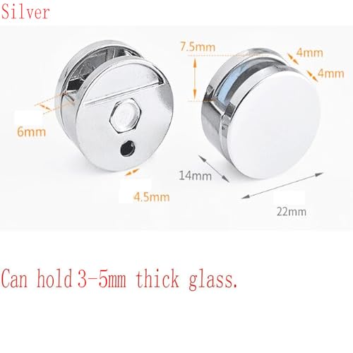 Mirror Clips, Zinc Alloy Mirror Floating Glass Clip - Small Round Wall Mounted Mirrors Bracket/Clip -Bathroom Mirrors Supporting Sheet Mirror Fixed Fitting - (4 Pcs)