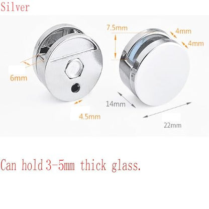 Mirror Clips, Zinc Alloy Mirror Floating Glass Clip - Small Round Wall Mounted Mirrors Bracket/Clip -Bathroom Mirrors Supporting Sheet Mirror Fixed Fitting - (4 Pcs)
