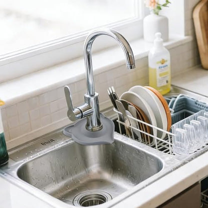 INCREWAY 2PCS Silicone Faucet Mats, Sink Splash Guard, Draining Countertop Protect, Kitchen Bathroom Sink Faucet Mat,Slope Split-flow Drainage, Drip Catcher Tray（Dark Gray） - color: Dark Gray, size: Cat 2pcs
