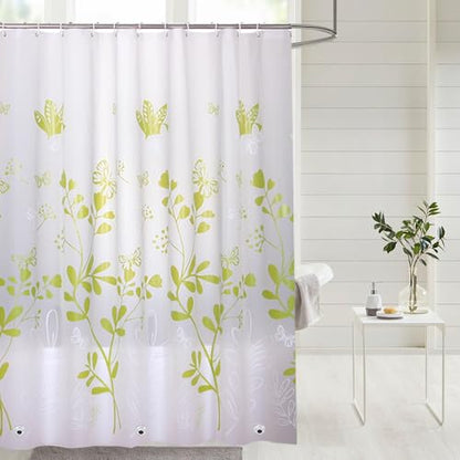 Plastic Shower Liner - Premium PEVA 4G Shower Curtain Liner with Rustproof Grommets and 3 Weighted Magnets, Waterproof Shower Curtains for Bathroom (Green Butterfly) - color: Green Butterfly, size: 71"W x 71"L (Pack of 1)