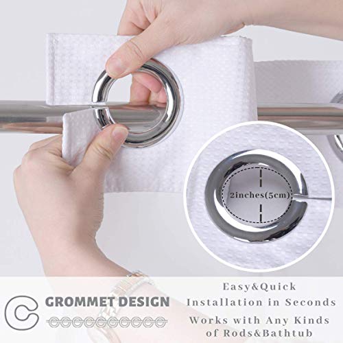 36" W x72“ L Hook Free Fabric Stall Shower Curtain with Polyester Snap-in Liner with Magnets–Hotel Style Top See Through White - color: White, size: 36"W x 72"L (Pack of 1)