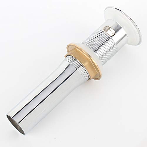 Bathroom Sink Pop Up Drain with Overflow, Strainer, Polished Chrome | Solid Brass with Detachable Basket Strainer; 7 in. Closed/7.5 in. Open; 1-1/2 in. Min Drain Opening; Push-button Stopper - color: Chrome, size: Small Popup Cap