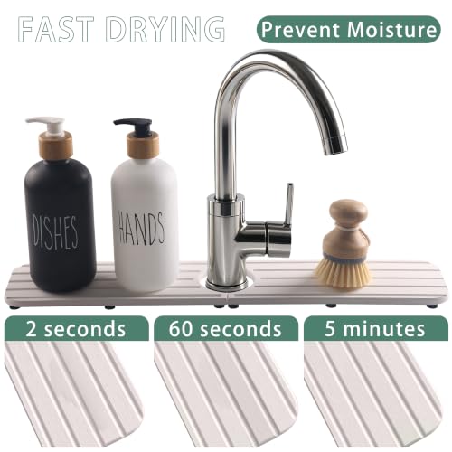 NiuYichee Water Absorbent Faucet Mat for Kitchen Sink,Stone Drying Sink Mat | Absorbing Stone Tray for Bathroom Counter, Diatomite Coaster, Sink Splash Guard/ Sink Protectors, Fast-dry, Prevent Moisture