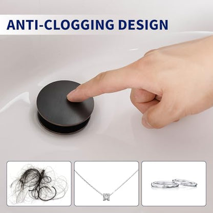 Bronze Bathroom Sink Drain Pop up Drain with Overflow Rustproof | Bathroom Sink Stopper with Detachable Strainer Basket All Metal Rustproof Fits 1-1/2" to 1-3/4" Sink Hole by Homevacious - color: Bronze