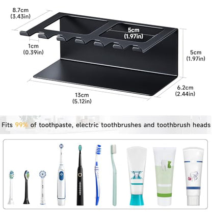 Electric Toothbrush Head Holders, Electric Toothbrush Holders Wall Mounted, Shower Electric Head Holder, Toothbrush and Toothpaste Holder, Tooth Brushing Holder for Bathroom (Black, Small) - color: Black, size: Small