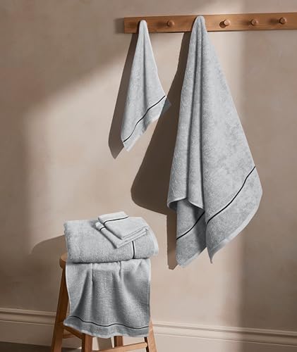 MyOwn Ultra Soft 6 Pack Cotton Towel Set, Contains 2 Bath Towels 28x55 inch, 2 Hand Towels 16x24 inch & 2 Wash Coths 12x12 inch, Ideal Everyday use, Compact & Lightweight - Light Grey - color: Light Grey, size: 6 Piece Set