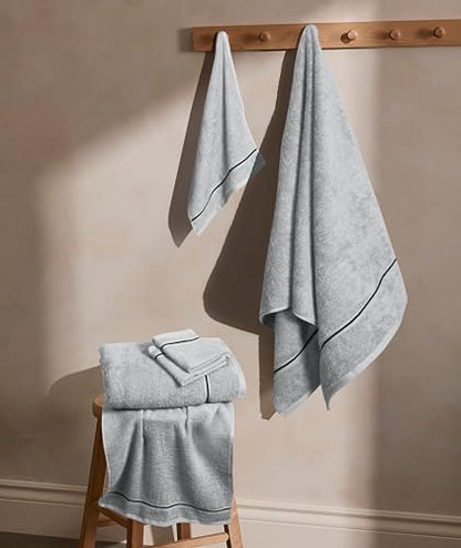MyOwn Ultra Soft 6 Pack Cotton Towel Set, Contains 2 Bath Towels 28x55 inch, 2 Hand Towels 16x24 inch & 2 Wash Coths 12x12 inch, Ideal Everyday use, Compact & Lightweight - Light Grey - color: Light Grey, size: 6 Piece Set