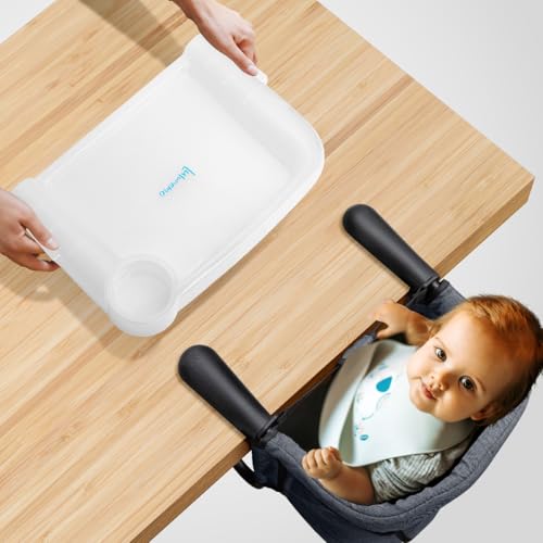 Hook On Chair with Removable Dining Tray,Portable Hook-On Chairs with Storage Bag,for Home and Travel(Grey) - color: gray with tray