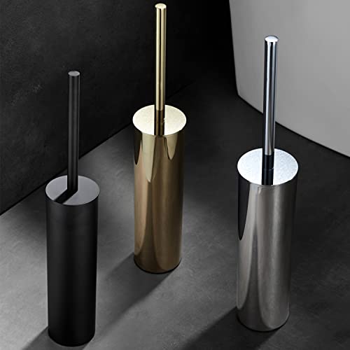 Freestanding Luxury Toilet Brush 304 Stainless Steel Toilet Brush and Holder 19-Inches Tall Round Rust Resistant Anti-Odor and Easy to Clean with Polished Gold Finished - color: 19-inch Round High Polished Gold