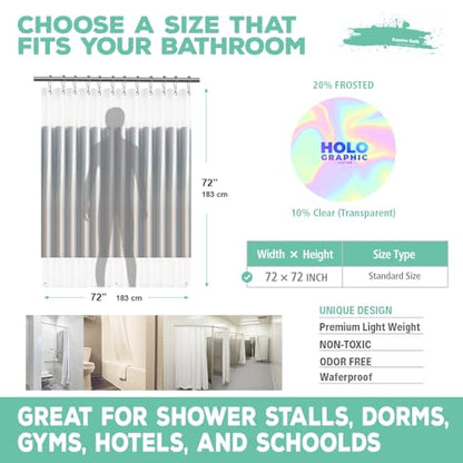 Holographic 3D EVA Shower Curtain Liner Cube, 72x72 Premium Clear Plastic Bathroom Shower Curtain with Rustproof Metal Grommets for Shower Stall, Bathtubs - color: A-holographic, size: 72"W x 72"L (Pack of 1)