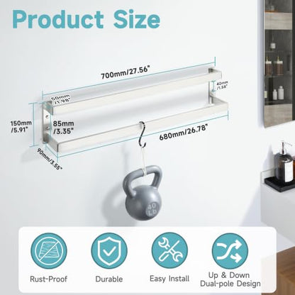 Alise Double Towel Bar, 28" Double Towel Racks for Bathroom, Brushed Nickel | Bathroom Towel Rack Wall Mounted, 3.54" Wide Faster Drying, Ladder Design, SUS304 Stainless Steel - color: Brushed Nickel, size: 28-inch