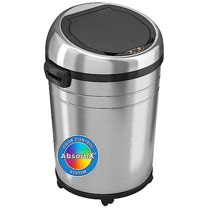 iTouchless Glide 18 Gallon Sensor Trash Can with Wheels and Odor Control System, Stainless Steel, 68 Liter Automatic Kitchen Bin and Office Garbage Can (Powered by Battery or Optional AC Adapter) - color: Silver, 18 Gal