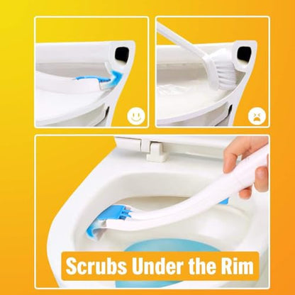 Disposable Toilet Bowl Brush Holder System with Flushable Refill Pads | Flushable, Disposable, Easy to Use, With 1 Toilet Brush+1 Holder+1 Cleaning Glove+12 Refills - color: Complete - 12 Refills (Brush & Holder)