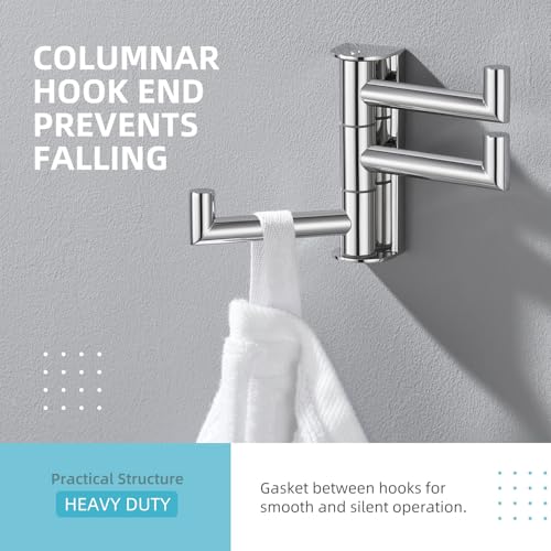 Angle Simple Swivel Towel Hook 3 Arms, Robe Coat Wall Hook, Polished Chrome | Rustproof SUS304 Stainless Steel Hand Towel Holder, Foldable Space Saver for Bathroom Kitchen Closet Entryway, Screws Mounted - color: Polished Chrome, size: 1 Pack