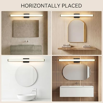 URSOLA 36" Modern LED Bathroom Light Fixtures, Matte Black 3CCT Dimmable Bathroom Vanity Light Over Mirror, Bathroom Vanity Bath Bar Lights with Double Layer Acrylic Shade - color: Matte Black, size: 36inch