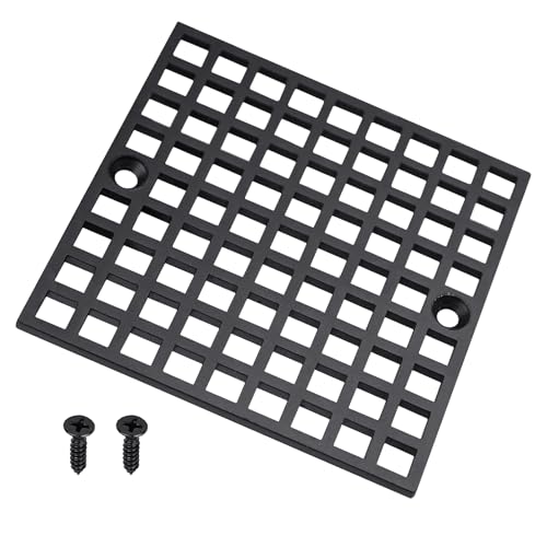 4" Matte Black Shower Drain Cover, 304 Stainless Steel Square Floor Drain Cover Replacement, Drain Strainer and Hair Catcher for Showers, Bathrooms, and Sinks - color: Black