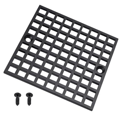 4" Matte Black Shower Drain Cover, 304 Stainless Steel Square Floor Drain Cover Replacement, Drain Strainer and Hair Catcher for Showers, Bathrooms, and Sinks - color: Black