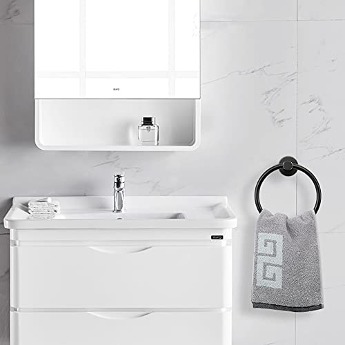 NearMoon Bath Towel Ring, Bathroom Hardware Accessories-Thicken Stainless Steel Hand Towel Holder for Bathroom, Modern Round Towel Hanger Wall Mounted (Matte Black, 1 Pack) - color: Matte Black