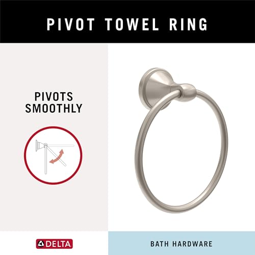 Delta Faucet Becker (1-Pack) Hand Towel Holder, SpotShield Brushed Nickel, Ring for Bathroom or Kitchen Sink, Wall Mounted BCK46-DN - color: Spotshield Brushed Nickel