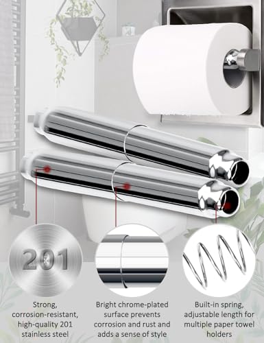 Toilet Paper Holder Roller Replacement, Stainless Steel Toilet Paper Roller Spring Loaded Toilet Paper Holder Replacement Rod, Chrome - color: Chrome+0.6in