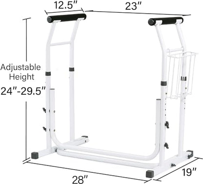 FSA/HSA Eligible, Vaunn Medical Bathroom Patented Height Adjustable Height Toilet Rail Grab Bar and Commode Safety Frame Handle