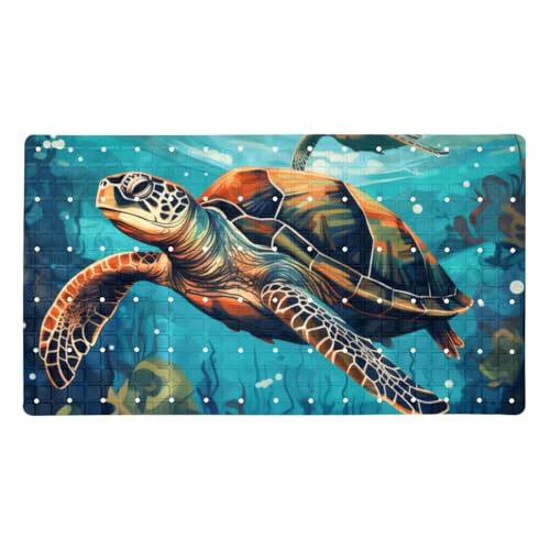 Bathtub Mats for Shower Tub, Sea Turtle Undersea Pattern Anti-Slip Bath Mats for Inside Tub, Bathroom Shower Mats with Drain Holes and Suction Cups - color: Multi 06