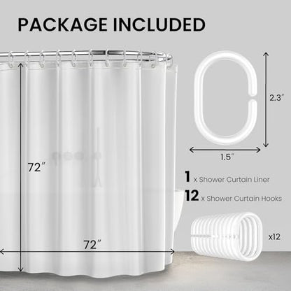 LiBa Bathroom Shower Curtain with 12 Shower Rings- Waterproof Plastic Shower Curtain Premium PEVA Non-Toxic with Rust Proof Grommets Frosted 10G Heavy Duty Bathroom Accessories 72x72 (Pack of 2) - color: 10g Peva - Frosted, size: 72"W x 72"L (Pack of 2)