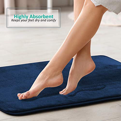 Clara Clark 3 Piece Bathroom Rugs Bath Mat Set, Velvet Memory Foam Bath Mats for Bathroom - Non-Slip, PVC Backing Bath Rugs, Washable - Dries Quickly, Blue - color: Blue
