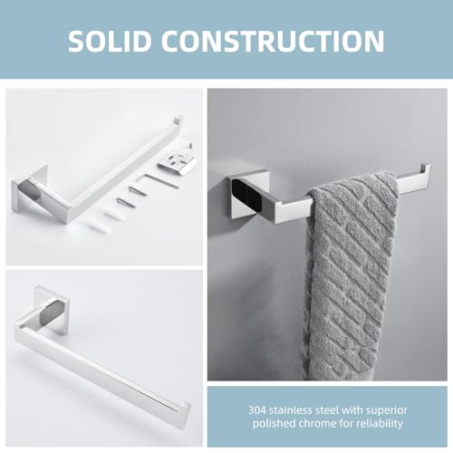 Angle Simple Towel Holder for Bathroom, Hand Towel Bar, Polished Chrome | Rustproof SUS304 Stainless Steel, Open Arm Hanger with Clean Modern Style, Ideal for Kitchen Shower Vanity Sink, Screw Mount - color: Polished Chrome