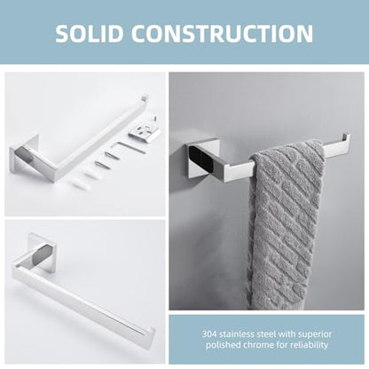 Angle Simple Towel Holder for Bathroom, Hand Towel Bar, Polished Chrome | Rustproof SUS304 Stainless Steel, Open Arm Hanger with Clean Modern Style, Ideal for Kitchen Shower Vanity Sink, Screw Mount - color: Polished Chrome
