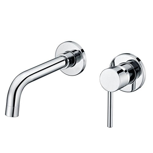 SUMERAIN Wall Mounted Bathroom Sink Faucet, Chrome Finish | 2 Holes, Single Lever Handle, with Rough-in Valve, Modern Design,Swivel Spout - color: Chrome, size: Right-Handed