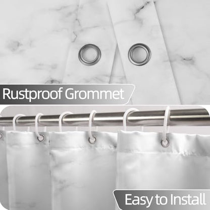 Gray Marble Stall Waterproof Shower Curtain 36x72 inches | RV Small Shower Curtain Set for Bathroom, Abstract Modern, Machine Washable, Easy to Install with Hooks, Ombre White Grey - color: Grey, size: 36"W x 72"L (Pack of 1)