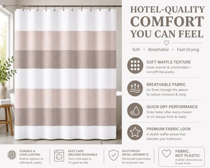 Dainty Home Waffle Weave Waterproof Shower Curtains for Bathroom Clearance, Natural Taupe 70" x 72", Clearance Shower Curtains, Bath Curtains, Shower Curtain Waterproof Fabric - color: Natural Taupe