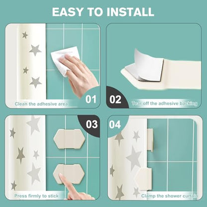 6 Pack Magnetic Silicone Shower Curtain Clips,Strong Magnet Curtain Holders | Shower Curtain Clips for Liners, Self-Adhesive Waterproof, Keep Liner Sealed to Wall, Windproof Easy Installation No-Drill - color: 6 Packs