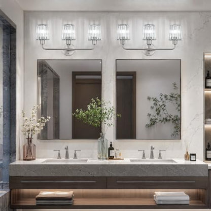 Brushed Nickel Vanity Lights 3-Light Crystal Bathroom Light Fixtures | Modern Bathroom Vanity Light E26 Wall Light over Mirror (Exclude Bulb) - color: Brushed Nickel, size: 3-Light