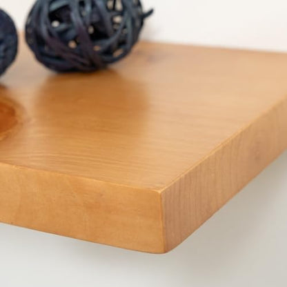 Floating Wall Shelves, Solid Natural Wood, Large and Small-Kitchen and Bathroom Shelf, Heavy Duty, Made in USA Set of 2 (Aged Oak, 36Wx8D) - color: Aged Oak, size: 36Wx8D