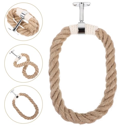 Kichvoe Bohemian Style Towel Ring, Rustic Handmade Wooden Bead Towel Ring Saving Bathroom Holder Decorative Macrame Hand Holder 6.29X6.29X0.39In