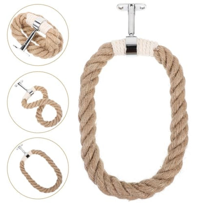 Kichvoe Bohemian Style Towel Ring, Rustic Handmade Wooden Bead Towel Ring Saving Bathroom Holder Decorative Macrame Hand Holder 6.29X6.29X0.39In