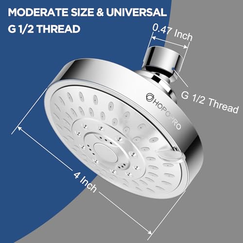 High Pressure Shower Head, HOPOPRO 5-Mode Fixed Showerhead, NBC Recommended | The Washington Post, NBC News, Today TV Show Recommended, Consumer Reports Tested High Flow Fixed Shower Head (4 Inch Silver) - color: Silver, style: 4 Inch Modern