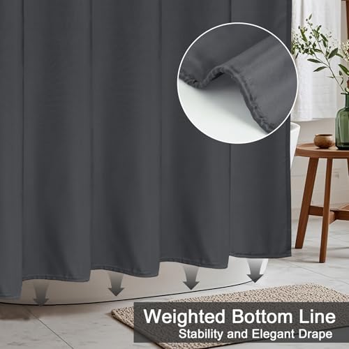 AooHome Extra Long Shower Curtain 72 Width x 84 Height Inch, Solid Fabric Shower Curtain Liner for Hotel, Waterproof, Dark Grey - color: Dark Grey, size: 72"W x 84"L (Pack of 1)