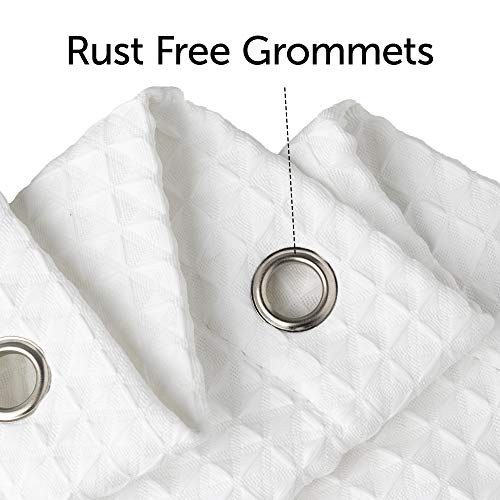 Creative Scents Fabric White Shower Curtain for Bathroom - 72 x 84 Spa, Hotel Luxury Matt Waffle Weave Square Design, Water Repellent, 230 GSM Weighty Cloth, for Decorative Bathroom Curtains - size: 72"W x 84"L (Pack of 1)