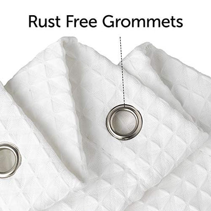 Creative Scents Fabric White Shower Curtain for Bathroom - 72 x 84 Spa, Hotel Luxury Matt Waffle Weave Square Design, Water Repellent, 230 GSM Weighty Cloth, for Decorative Bathroom Curtains - size: 72"W x 84"L (Pack of 1)