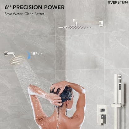 10" High-Pressure Rainfall Shower Faucet with Handheld Spray, Wall Mount Dual Shower Head System with Slide Bar (Polished Chrome) - color: Chrome, style: Wall Mount-with Slide Bar