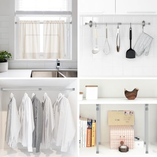Spring Tension Curtain Rod Short Tension Rod (Silver,27" to 37"-2Pcs) - color: Silver, size: 27" to 37"-2Pcs