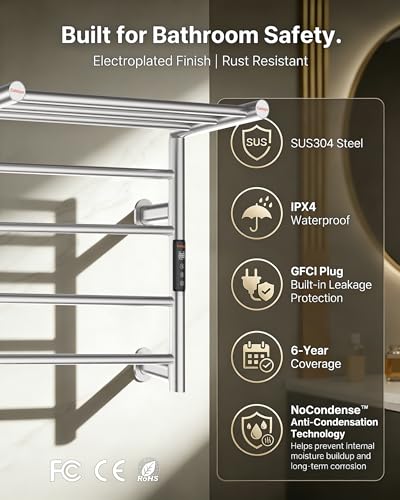 Heated Towel Rack Foldable Smart Dual-Zone APP No-Drill Brushed CA3 - color: Brushed, size: Pro-7Bar H27.56 x W21.65