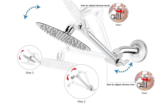 NearMoon Adjustable Shower Arm Universal Connection, Extension Arm, Adjust Angle to Upgrade Shower Experience, Easy to Install, Anti-leak (5 Inch, Chrome Finish) - color: Chrome Finish, style: 5 Inch Adjustale
